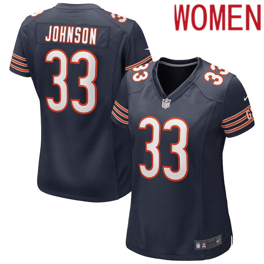 Women Chicago Bears 33 Jaylon Johnson Nike Navy Game NFL Jersey